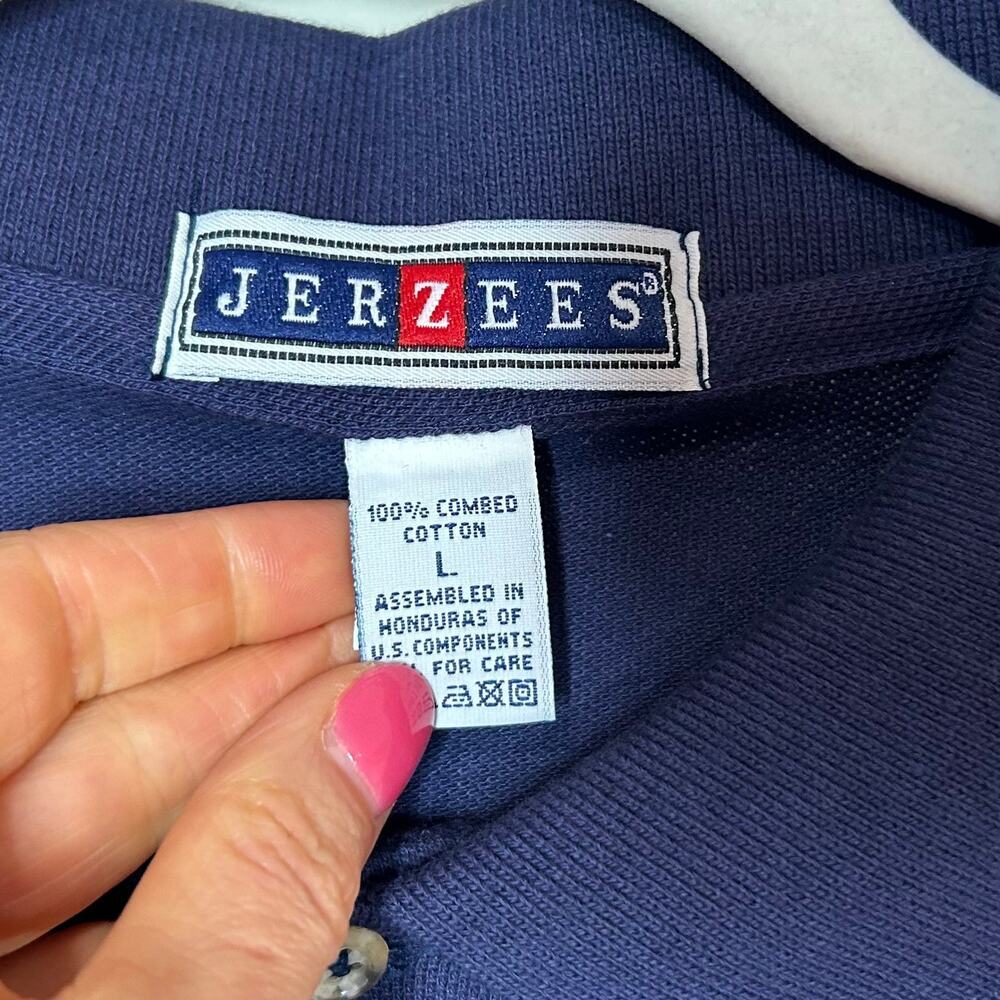 Beadle Cup Blue Polo Shirt Size L Jerzees Golf - Picture 5 of 9